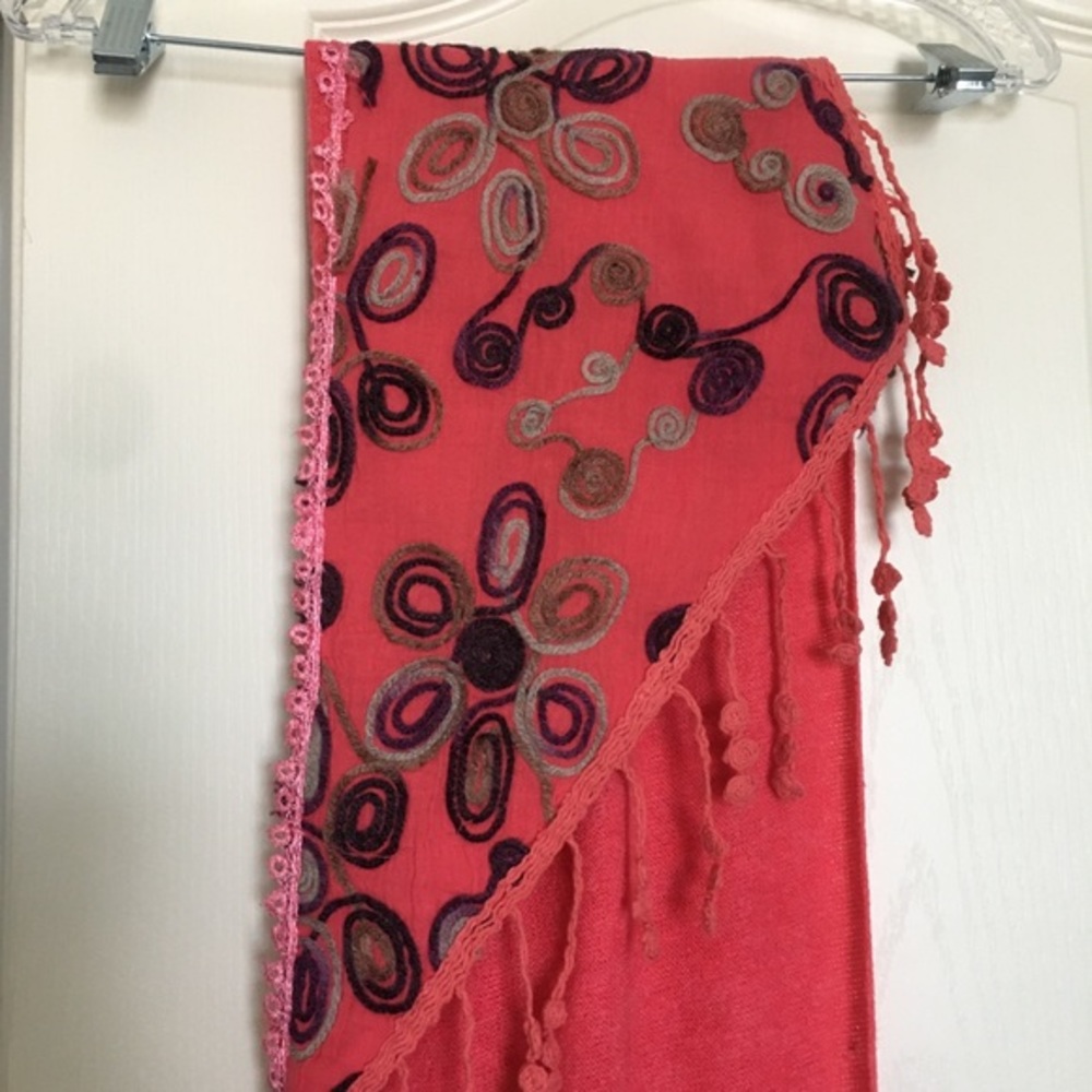 Cute Embroidered Scarf/ Shawl / Muffler